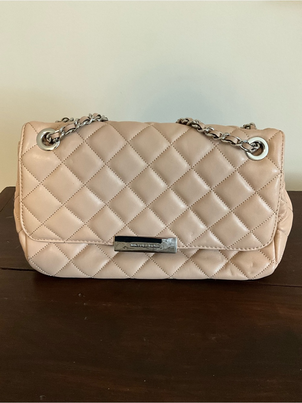 Michael Kors Quilted Chain Shoulder Bag - cream
